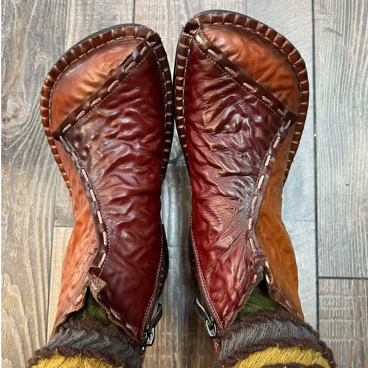 HX 8988 休闲百搭民族风撞色女士马丁靴