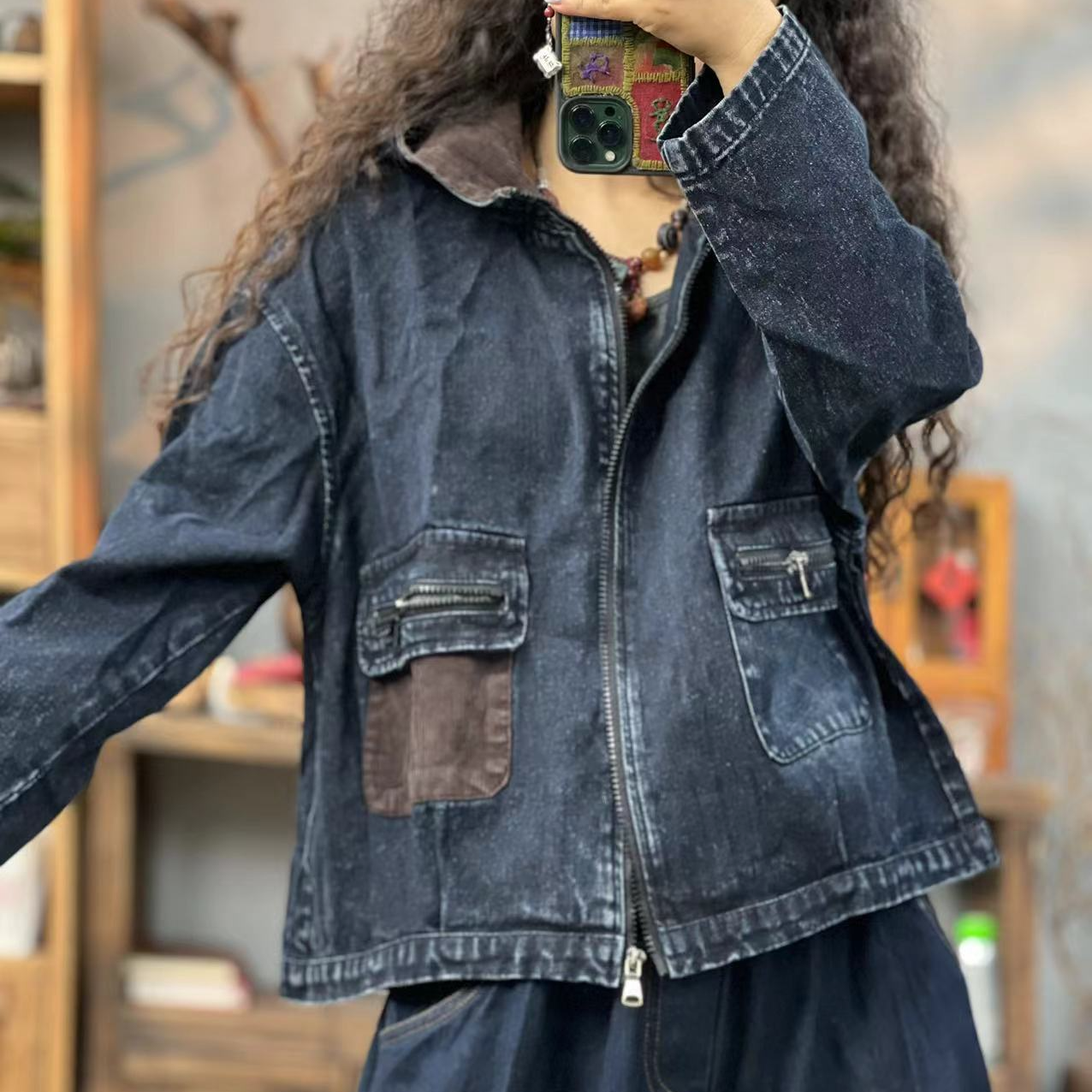 MD 339 秋季新品连帽休闲牛仔女士外套 胸围128长57