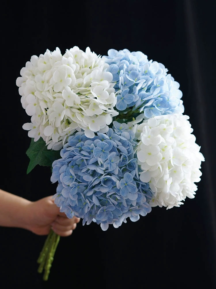 保湿手感大绣球花逼真手感保湿假花客餐厅插花摆件婚庆摄影软硅胶