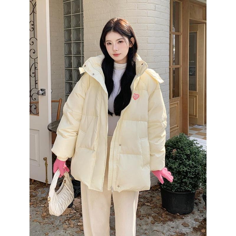 奶fufu短款羽绒服女2023新款冬季韩系甜美可爱白鸭绒保暖面包服