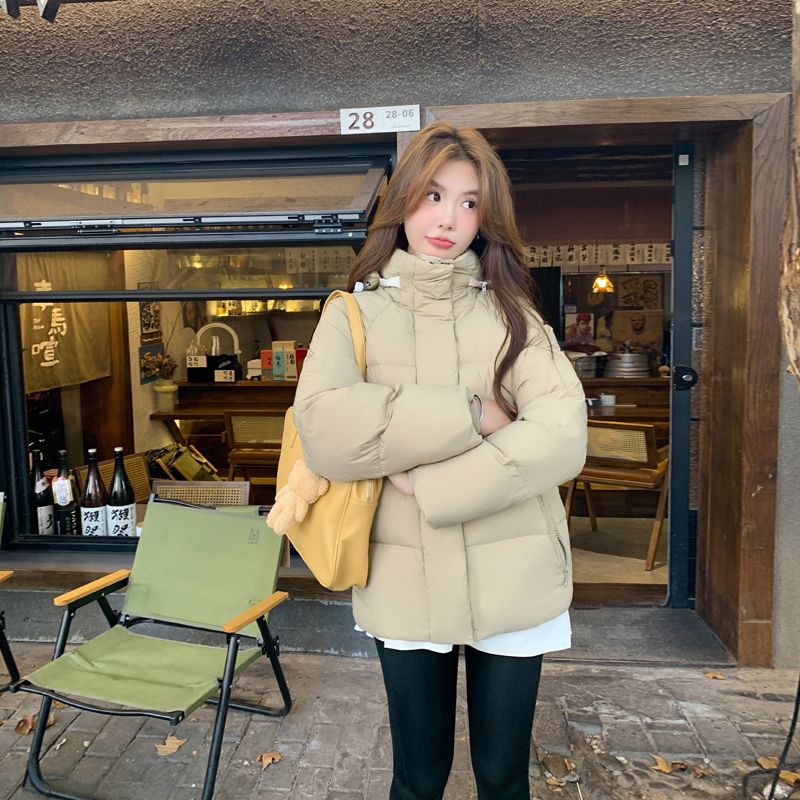 鹅绒羽绒服女短款2023年冬季新韩版款加厚宽松连帽外套保暖面包服