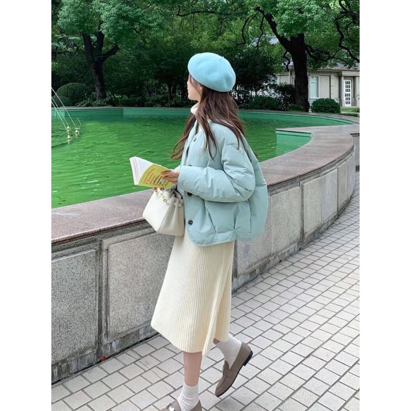 2023新款冬季面包羽绒服女短款90白鸭绒小个子轻薄外套网红韩系