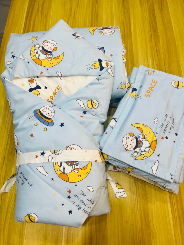 高端纯棉蓝色星空飞船棉花待产包