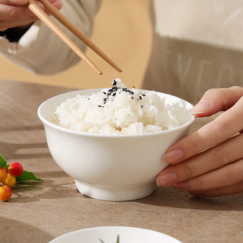 松发瓷器釉下彩陶瓷碗具家用碗碟吃饭碗纯白碗新款吃饭碗家用简瓷