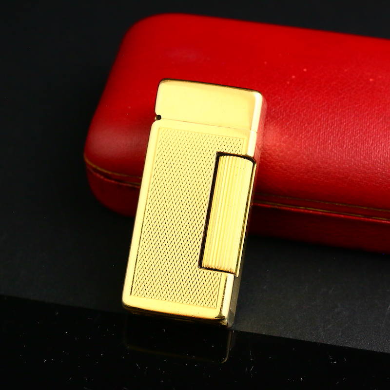 d家煤油打火机真金小麦穗纹短款自开盖高档复古款收藏