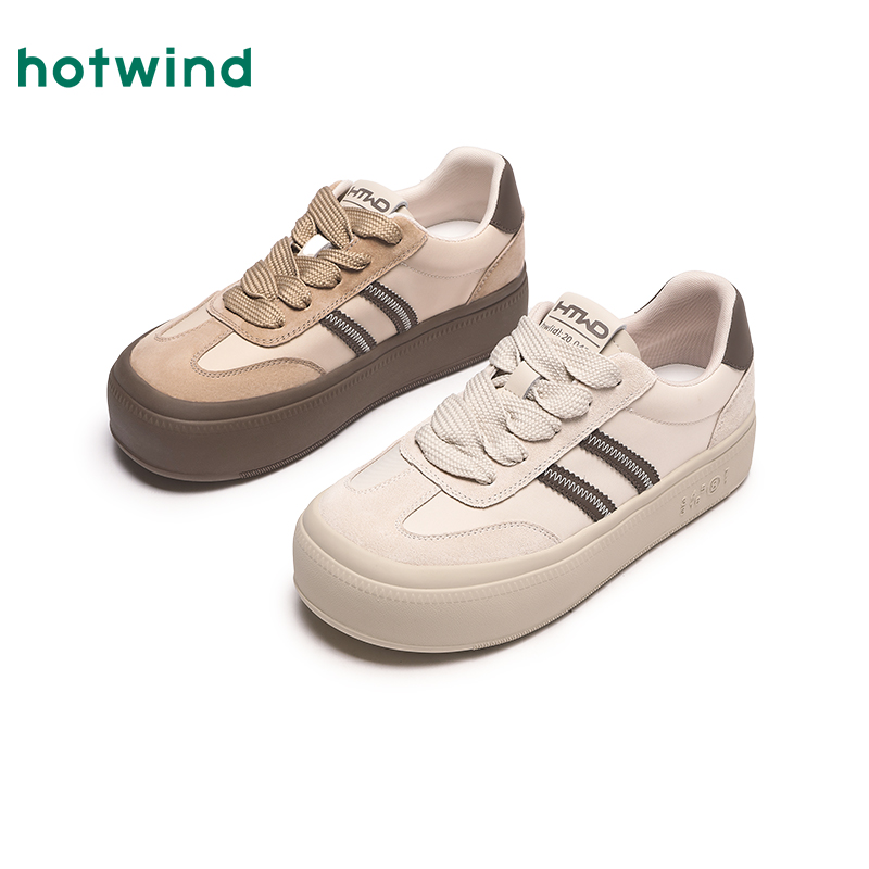 热风厚底德迅鞋女2025年春季新款户外面包鞋休闲阿甘鞋H14W25127