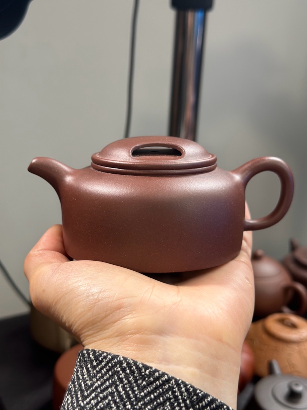 宜兴紫砂壶牛盖莲子壶半手工制作泥料二号井紫泥容量170cc