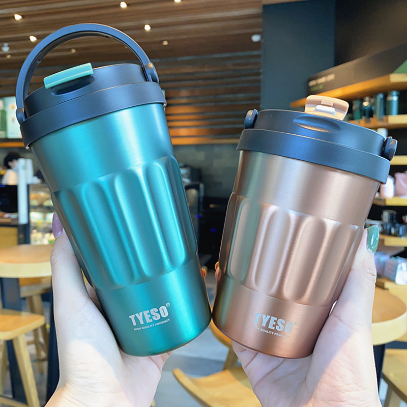 【小扬哥甄选】便携复古咖啡保温杯女生高颜值办公室不锈钢随行保