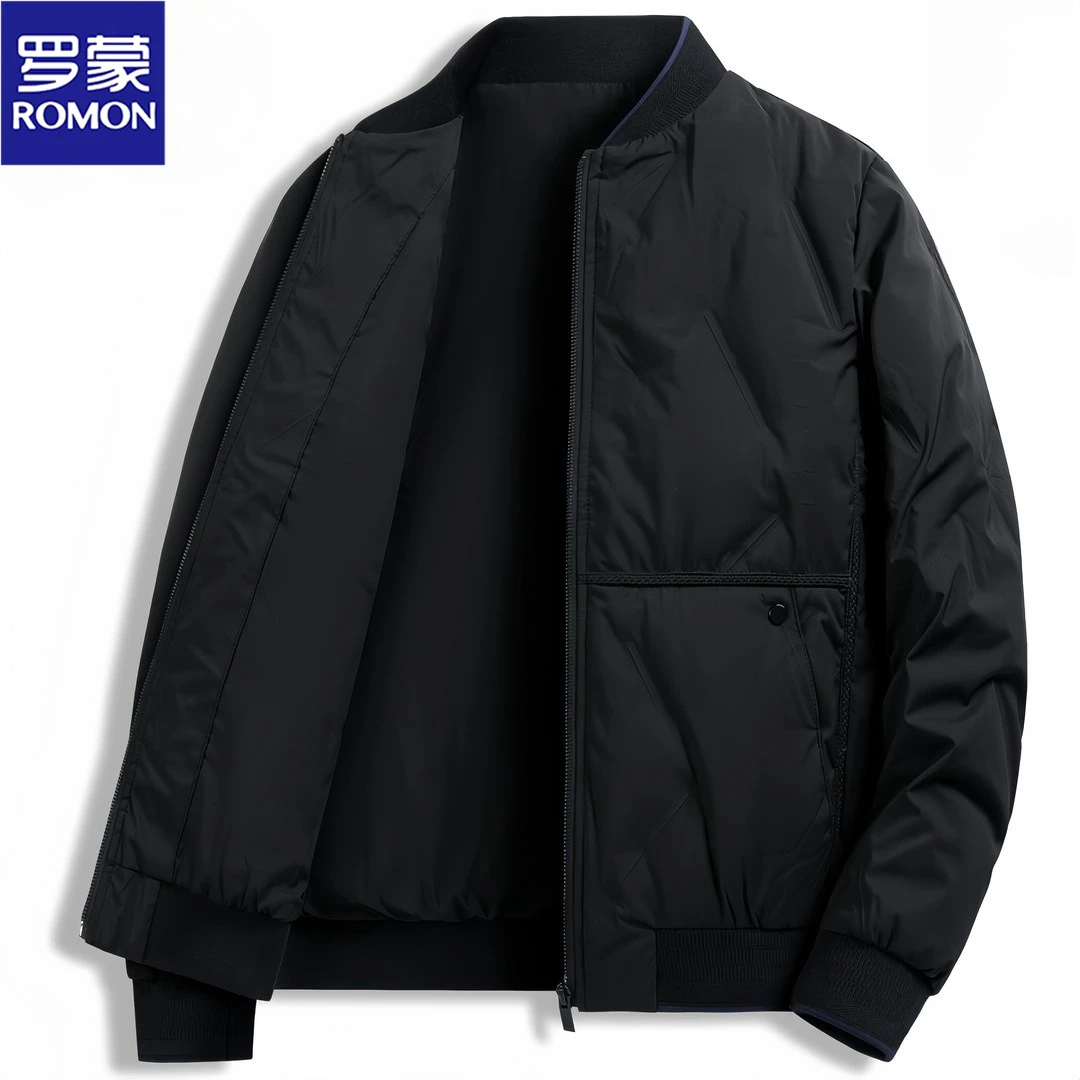 Romon/罗蒙男士棒球领冬季新款轻薄保暖时尚休闲帅气羽绒服外套潮