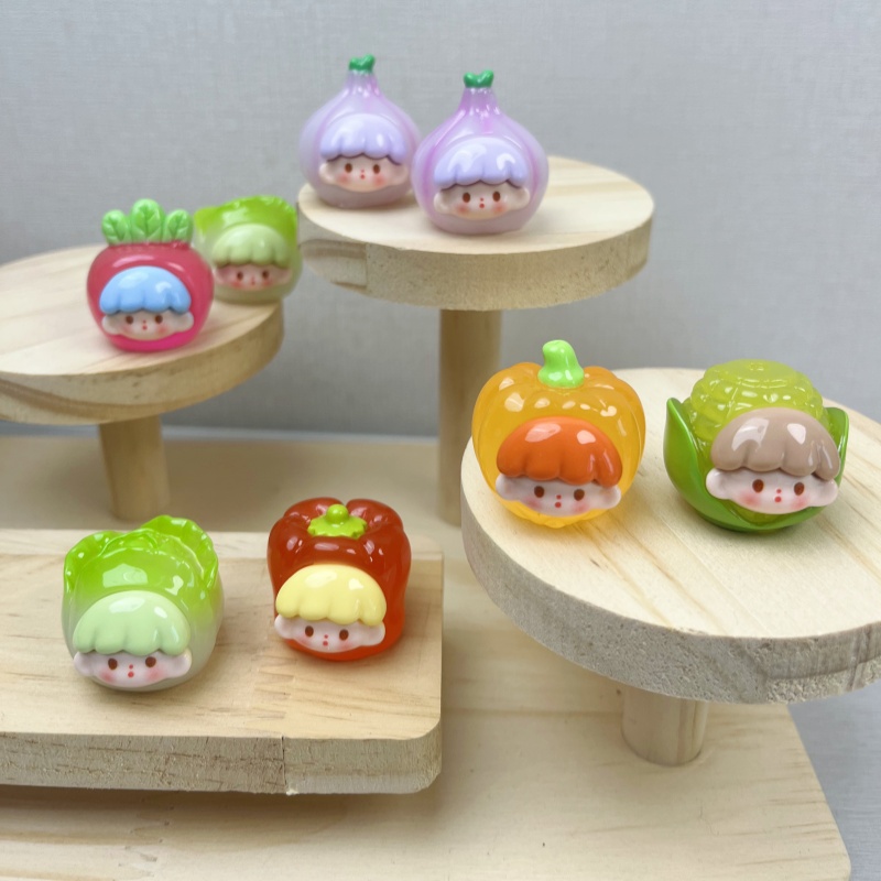 （对对碰+许愿+直播拆）实色蔬菜可爱DIY创意摆件对对碰玩具小挂件