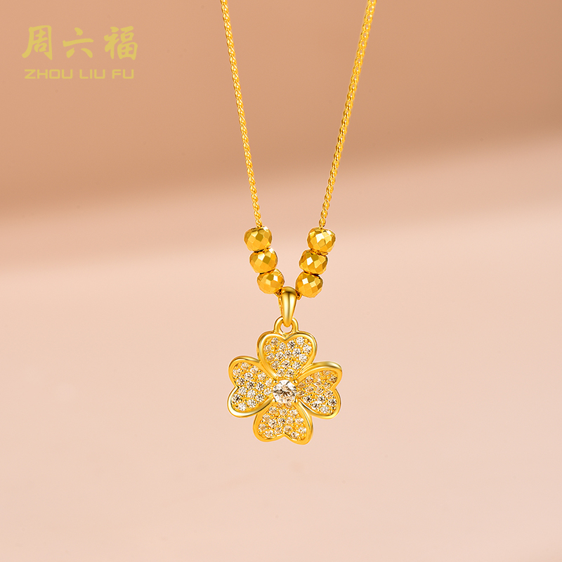 坠链均925银合成锆石 【周六福】幸运之愿项链Y6254-主