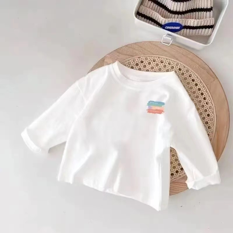 2024新款男女童短袖T上衣小中小童夏季装儿童白色t恤短袖打底衫