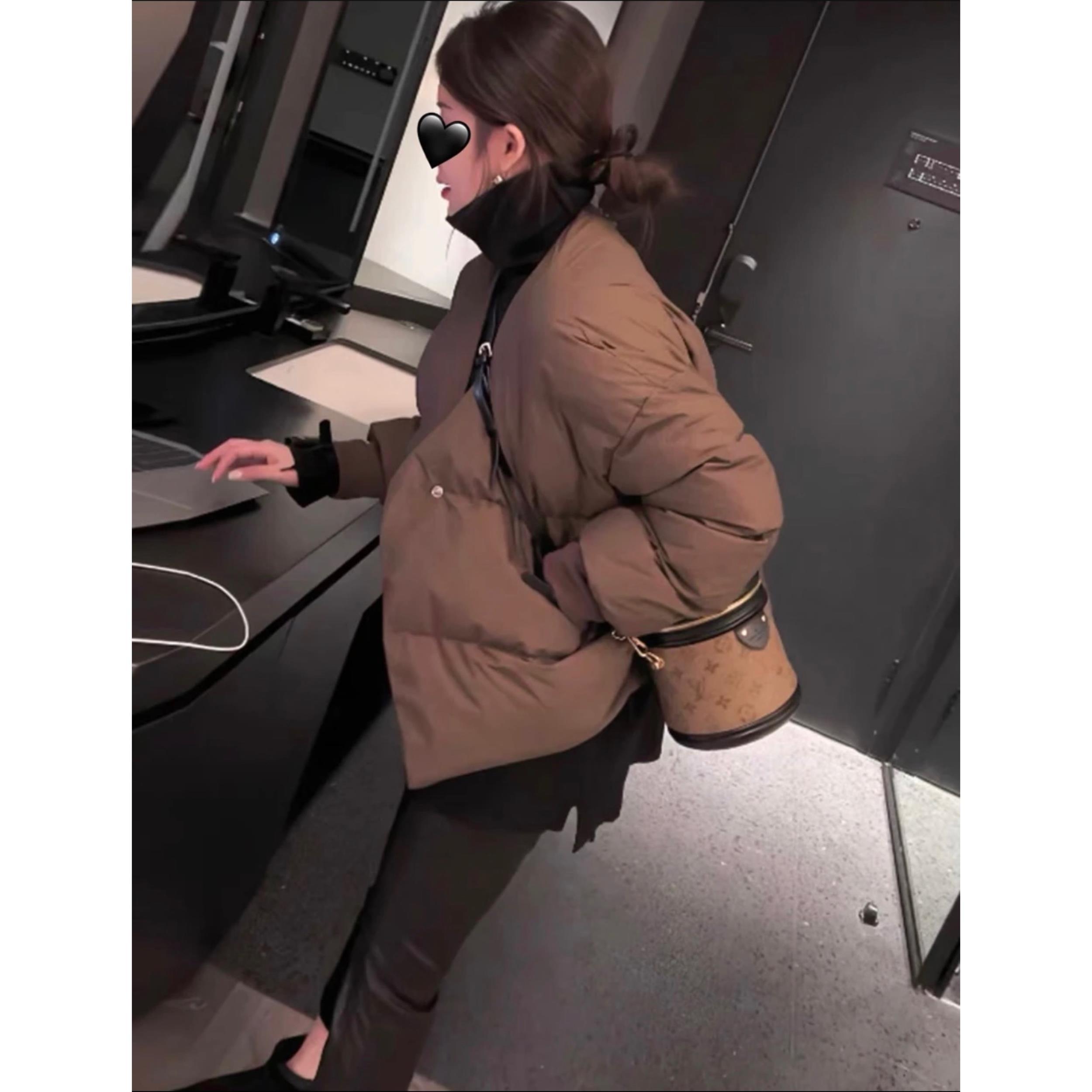 2023秋冬季 新款时尚简约V领小个子面包服短款棉衣女百搭棉服外套