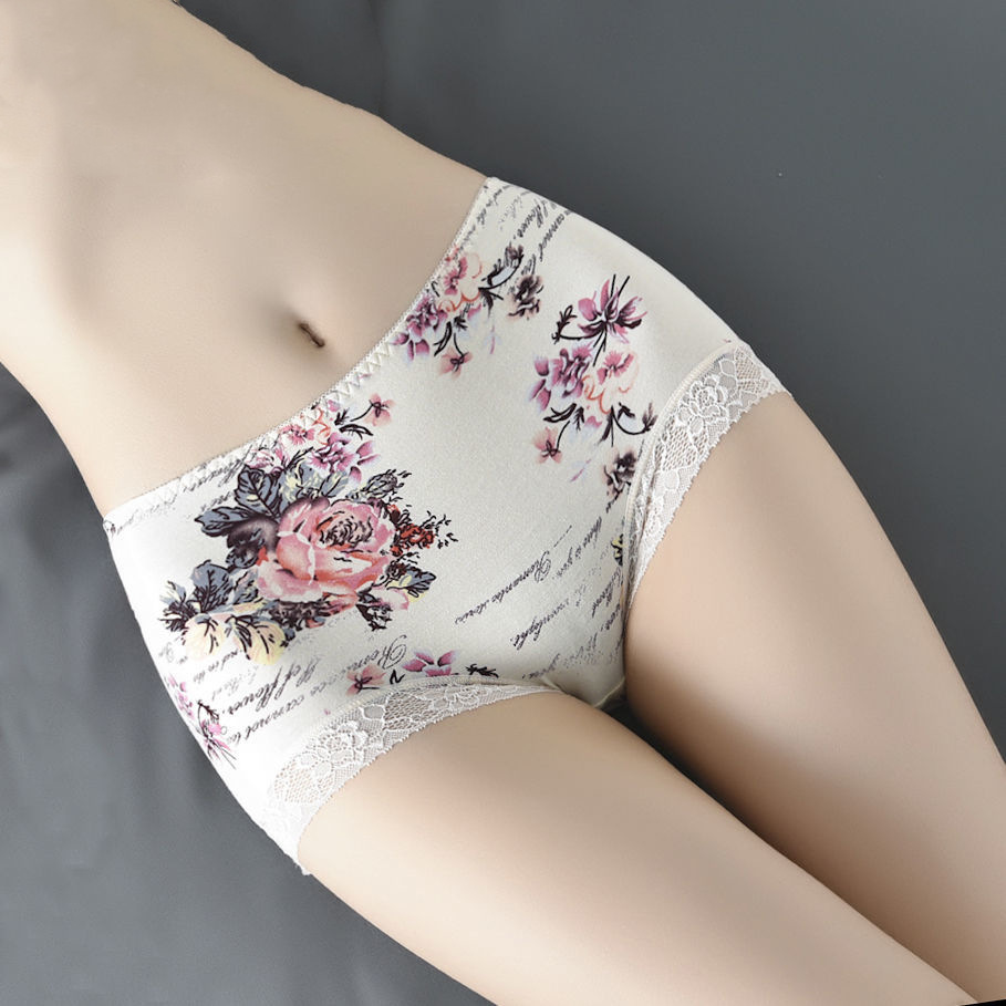 蕾丝边内裤女纯棉中腰性感秘伴裤透气短裤无痕全棉三角裤头大码