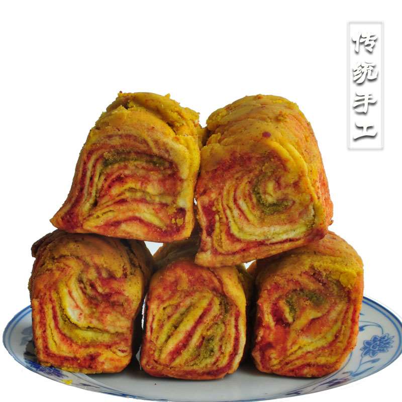 甘肃特色小吃手工姜黄红曲烤馍咸味葱卷香豆烤卷1份包邮传统糕点