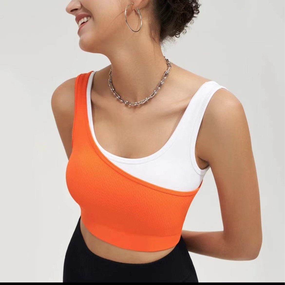 假两件运动内衣防震聚拢收副乳瑜伽背心跑步文胸外穿