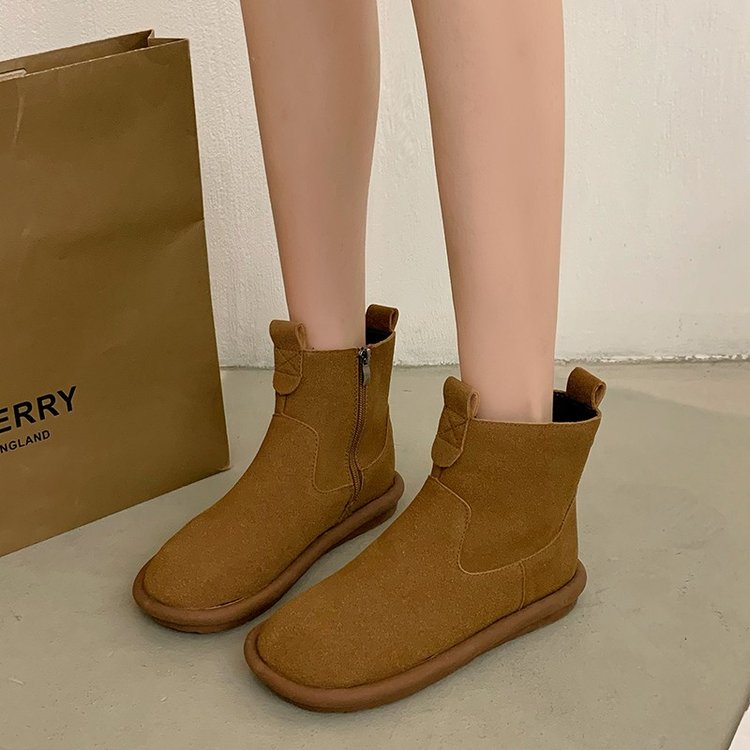 秋冬季回力休闲时尚复古绒面磨砂气质短靴女英伦风踝女靴时尚百搭