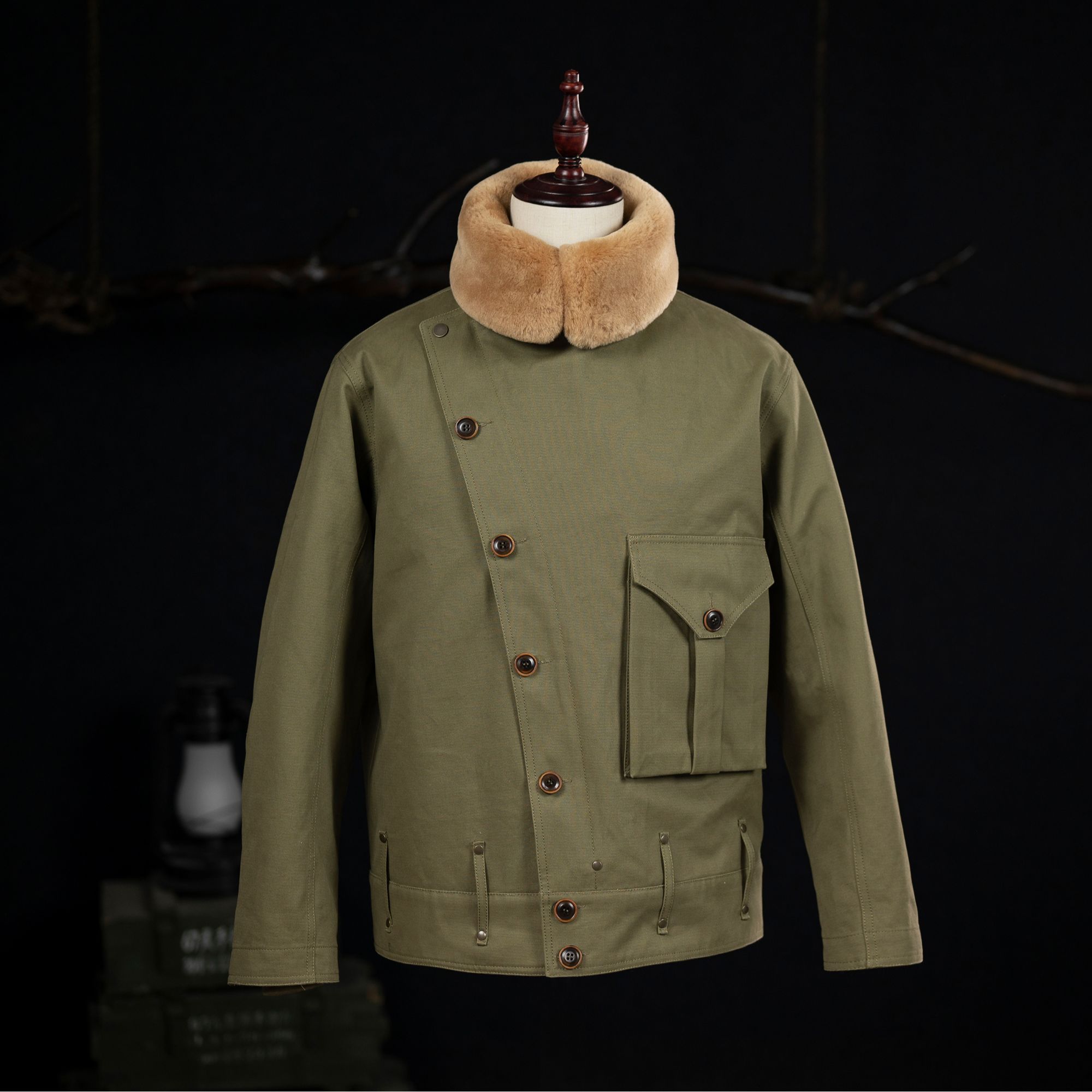 美式复古机车海王同款进口美利奴可脱卸内胆男士短款阿美咔叽风格