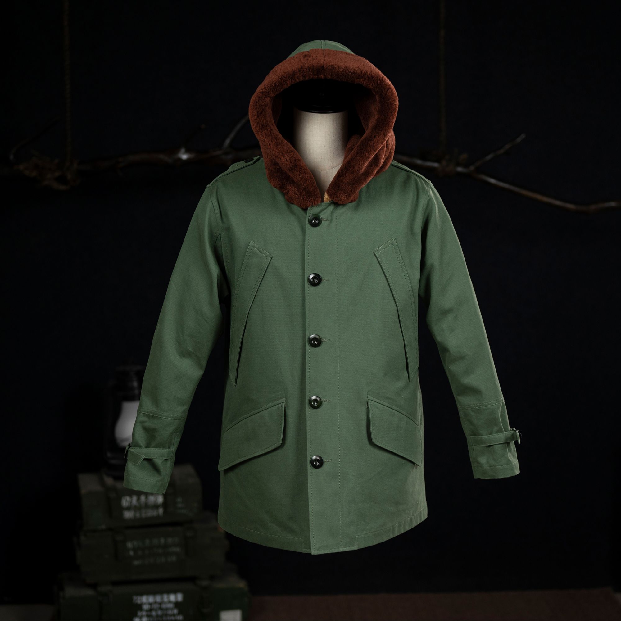 美式复古军旅工装B11飞行大衣进口美利奴皮毛一体可脱卸内胆连帽