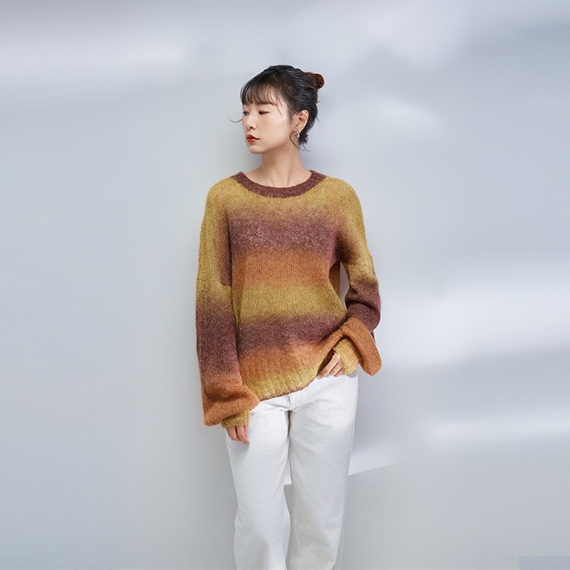 迟到的美拉德长渐变段染马海毛毛线海马毛线团手工编织围巾