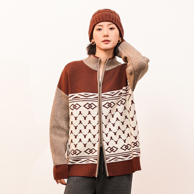 SHOKAY【TA山藏语】牦牛绒羊毛藏式提花拉链款开衫外套男女同款