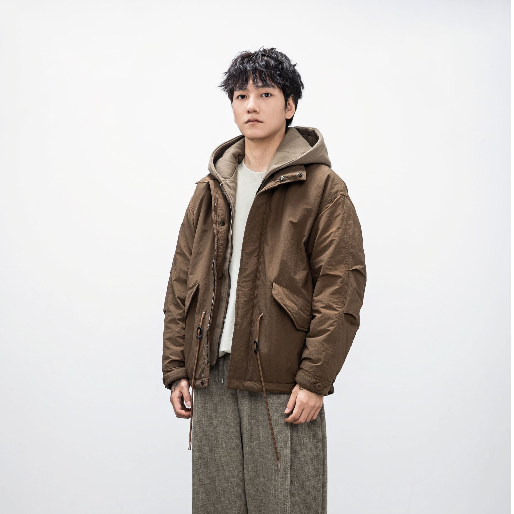 时尚男生新款男装秋冬羽绒服冬季假两件外套羽绒36123