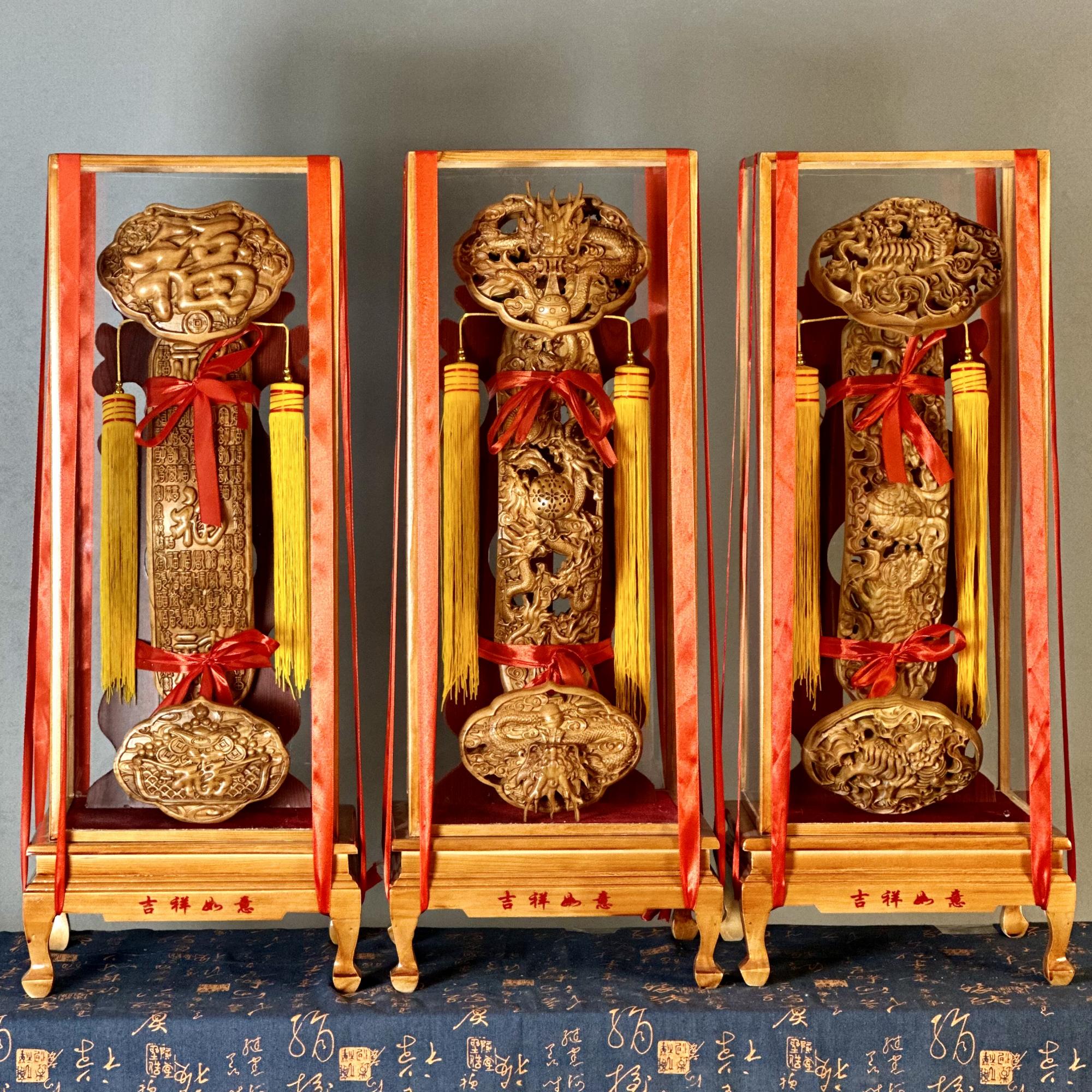 【总高80cm桃木如意多款式】正宗泰山桃木雕刻工艺品摆件客厅办公室