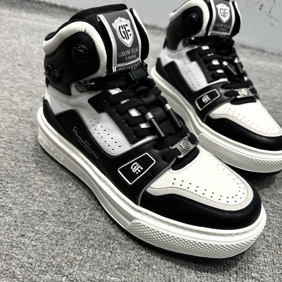 【史蒂芬高帮鞋子】新款男士真皮休闲鞋舒适时尚安脚正品潮流运动