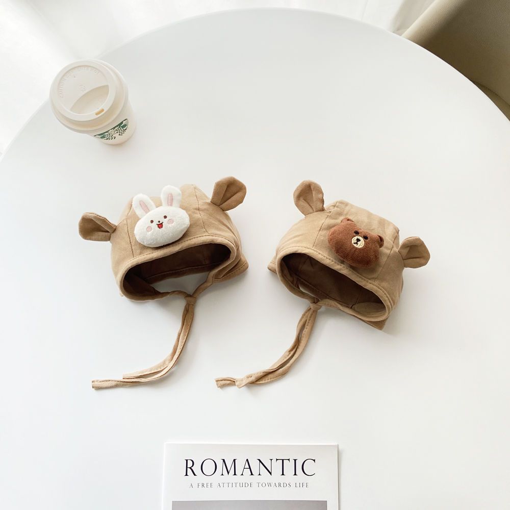 卡其色婴儿帽子秋冬款新生儿小月龄婴幼儿男女儿童宝宝包头帽可爱