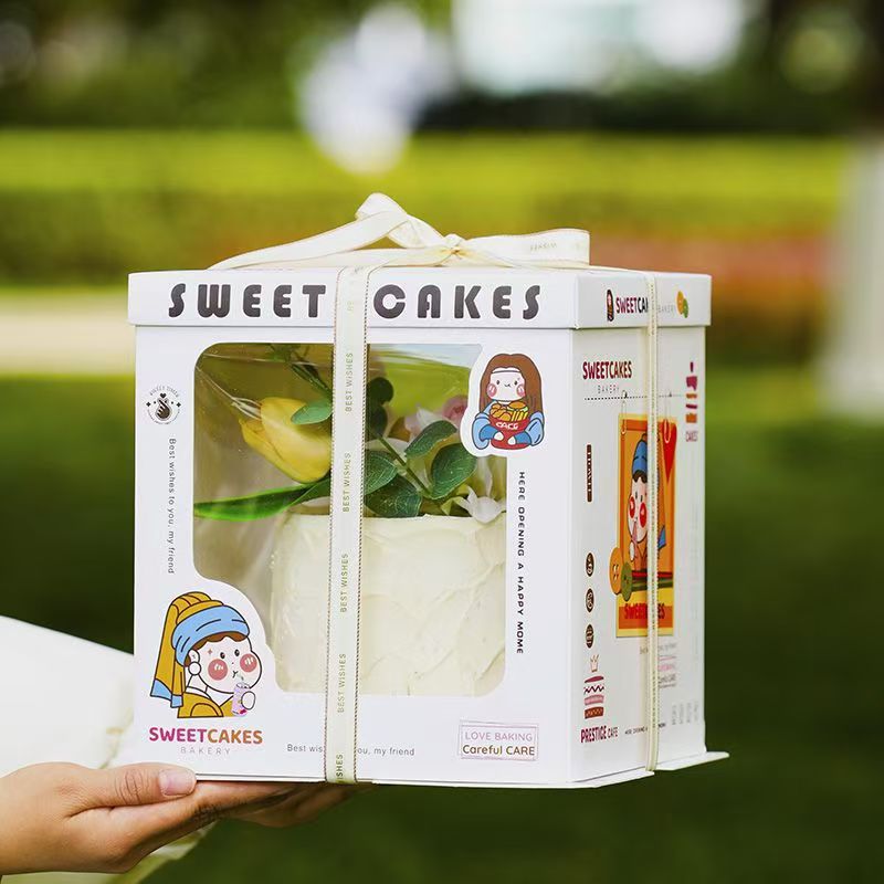  新双透生日蛋糕盒子包装盒六6八8十10寸单双层加高厂家直销定制