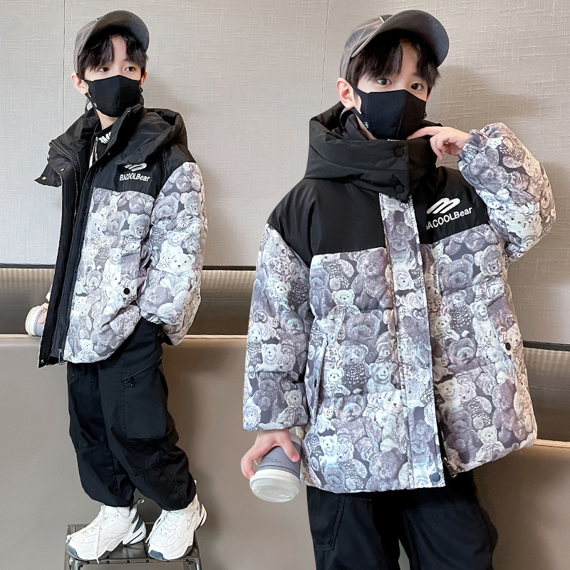 巴拉巴拉儿童装男童冬装2023新款男孩冬季连帽羽绒服中大童加冬季