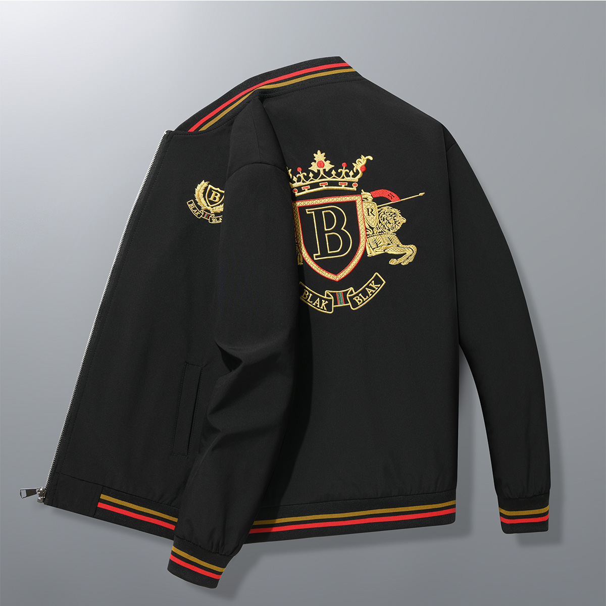 春秋季男士新款时尚潮流刺绣休闲夹克百搭帅气修身棒球服男外套