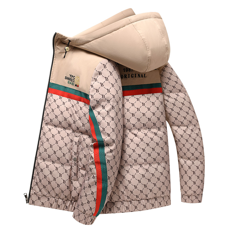 冬季男士棉衣外套2025新款欧货棉服男款修身连帽拼接加厚青年冬装