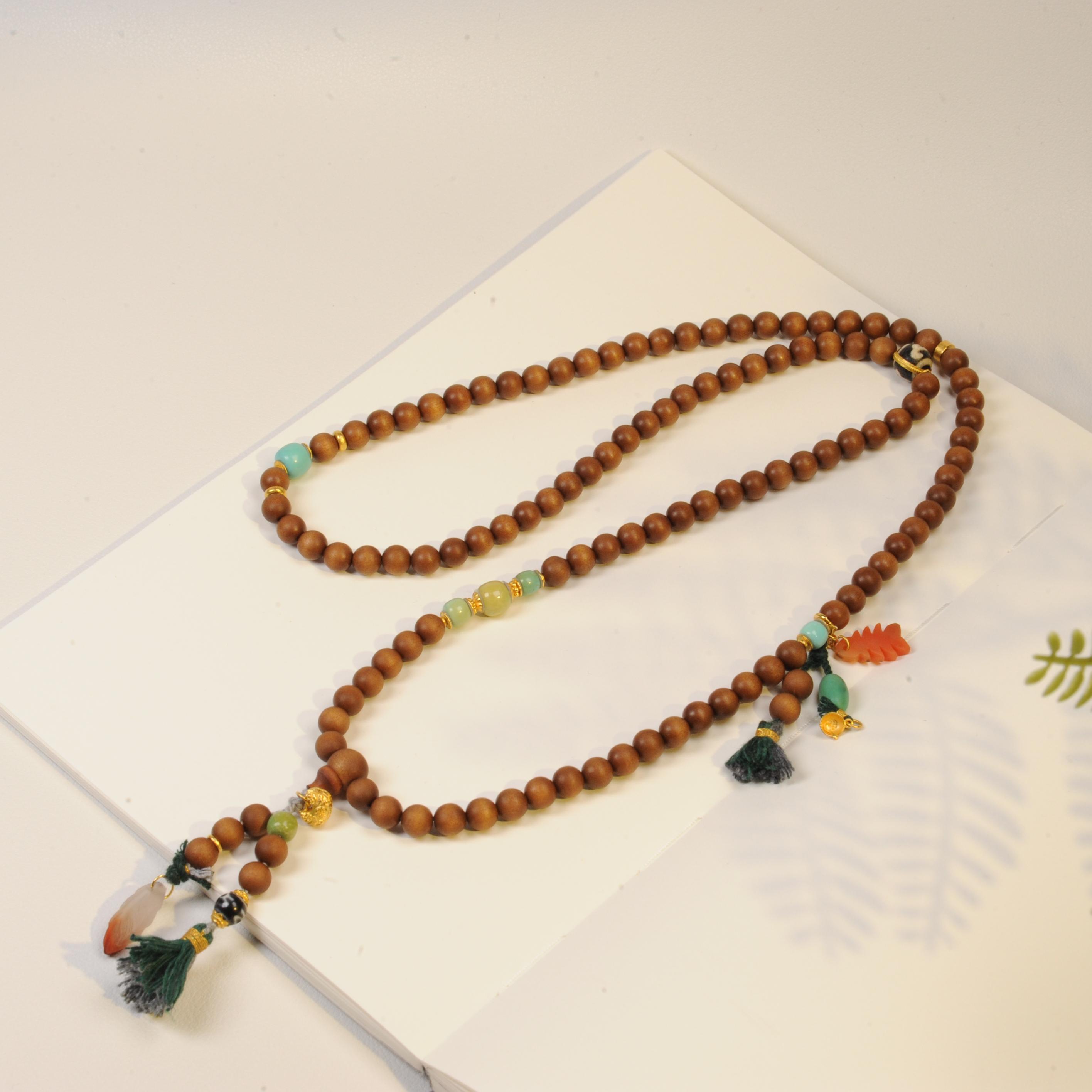 【杨仙仙珠宝】18K厚金镶嵌老山檀多宝手串-A2821