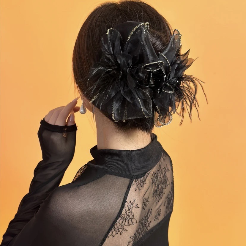 A约13cm气质网红抓夹时尚黑色简约优雅百搭古风法式2995