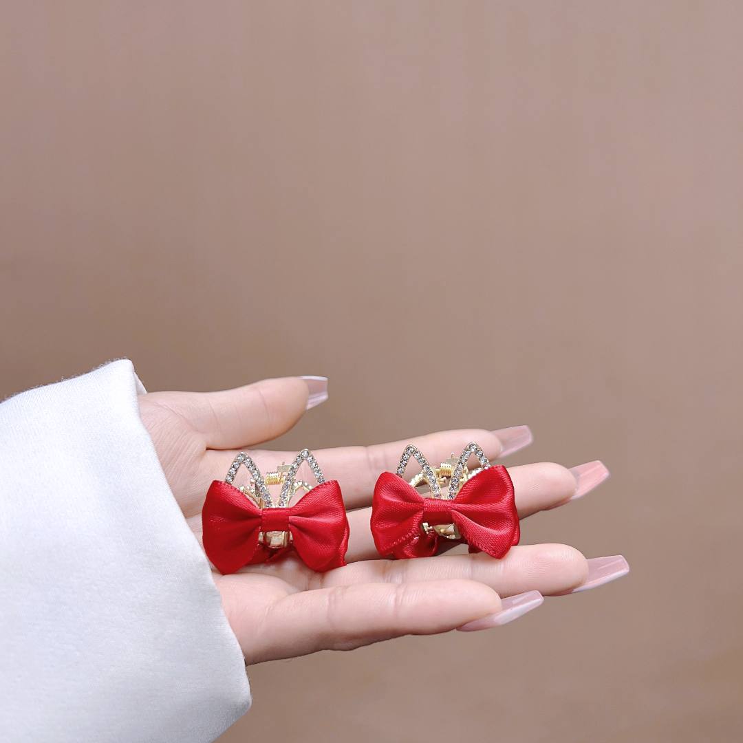 合金发饰 红色发夹儿童可爱女童女孩气质甜美小女孩抓夹镶嵌1731