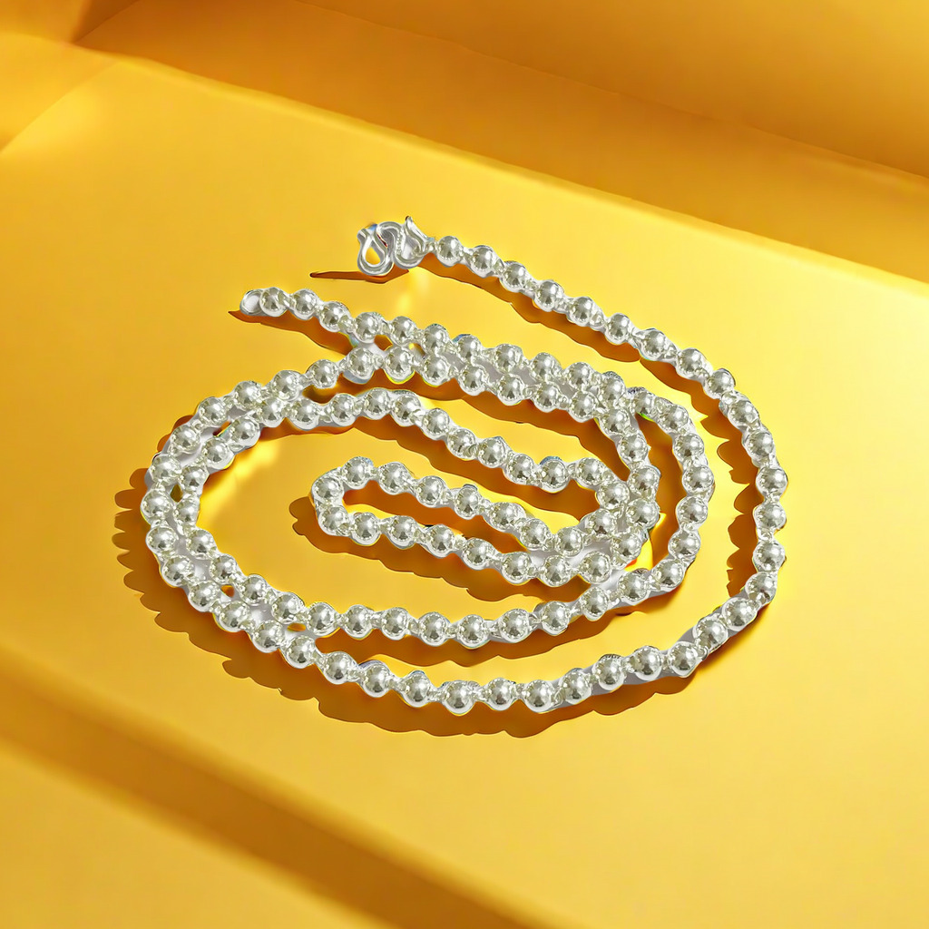 链子足银 【如意】990银光珠项链气质轻奢时尚百搭银色高级感挂链