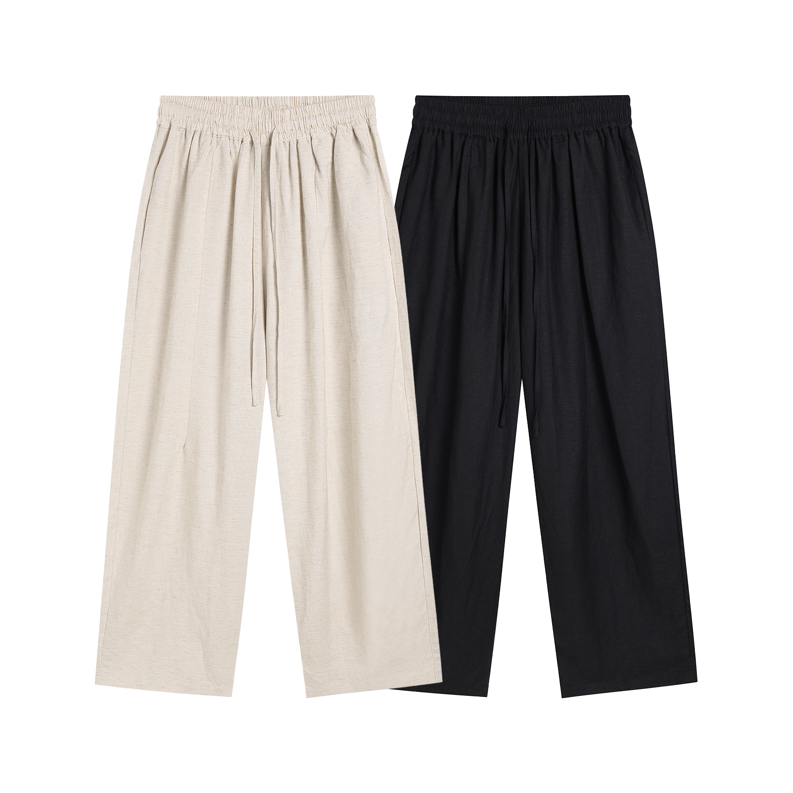 2025年新款高品透气吸湿排汗亚麻面料运动休闲宽松显瘦直筒裤0758