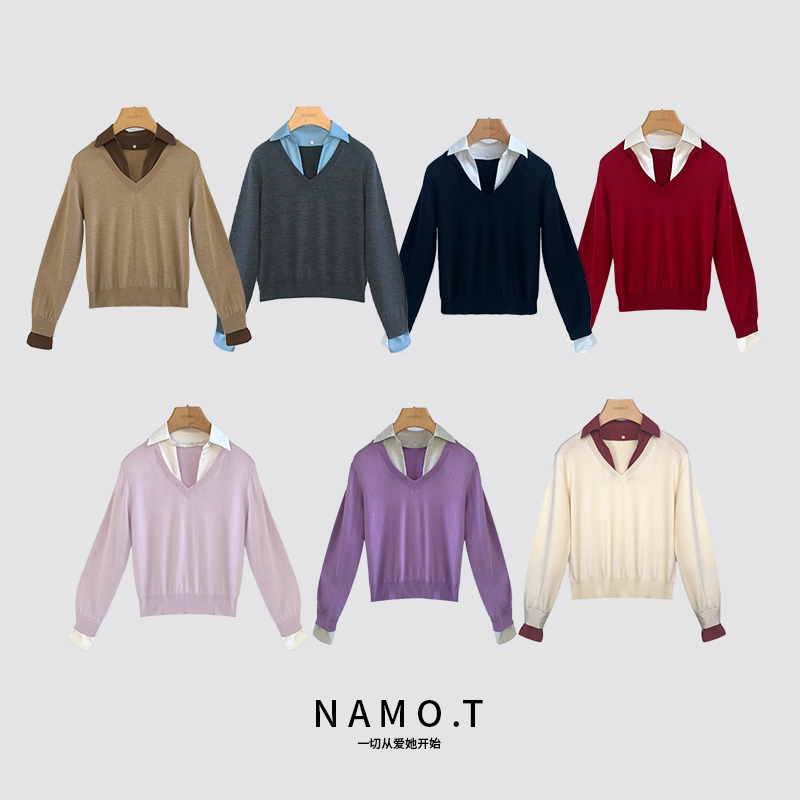 NAMO.T时尚气质可拆领可机洗全羊毛针织衫NG1509008