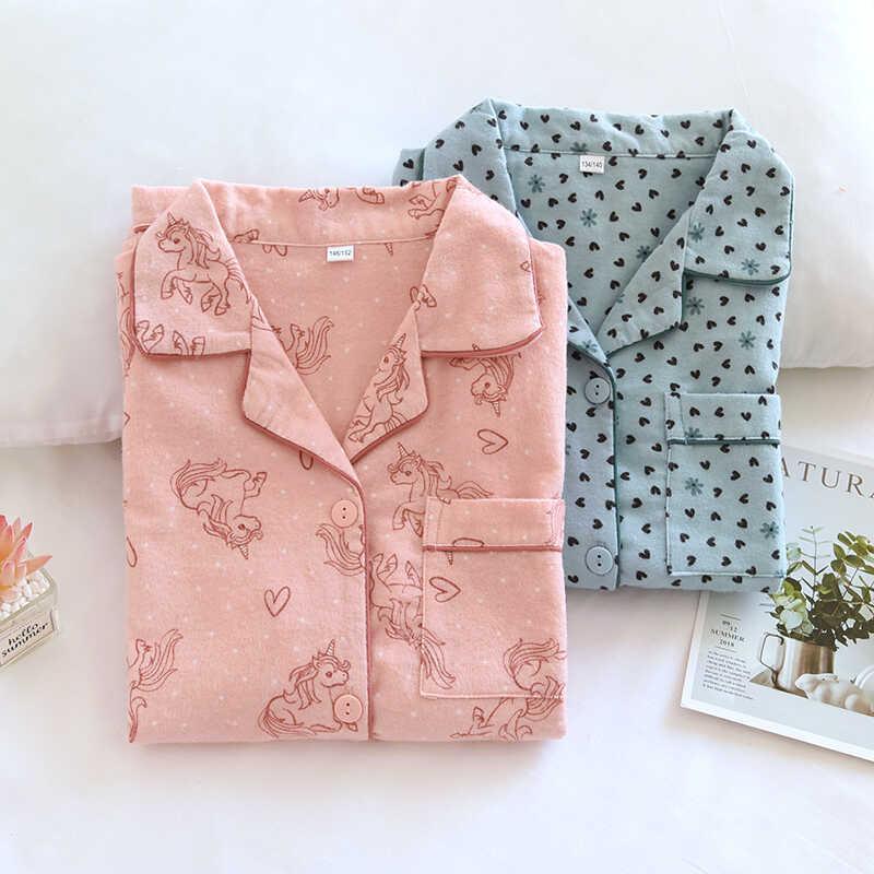 儿童春秋纯棉绒布睡衣套女童长袖长裤全棉磨毛印花卡通可爱家居服