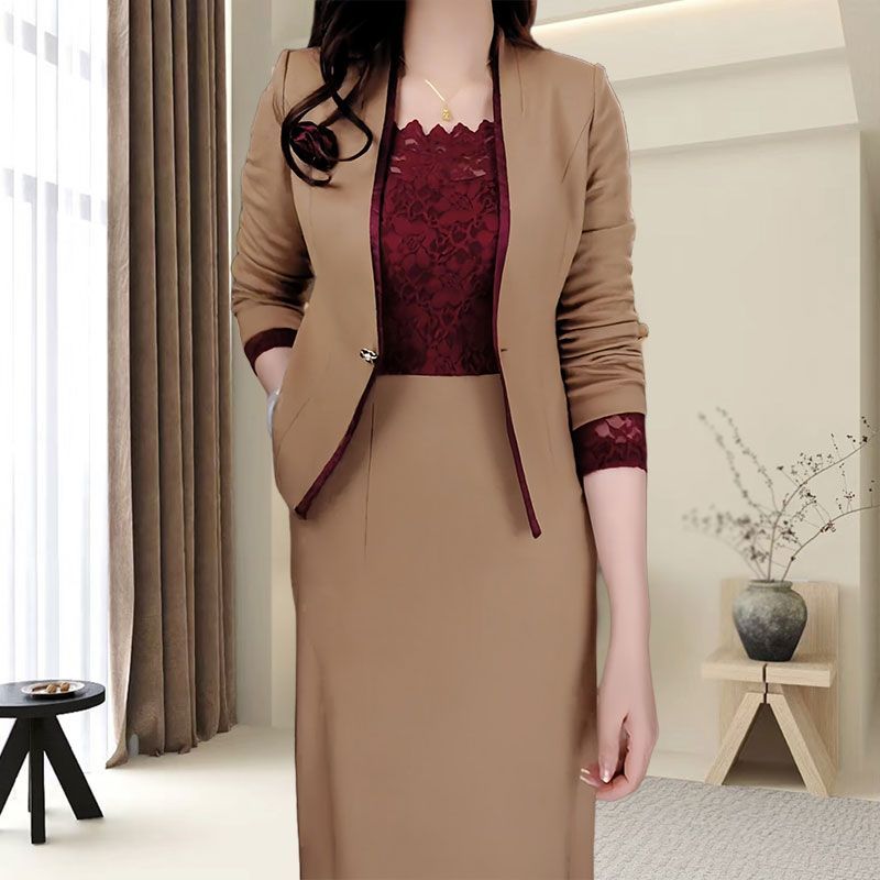 2024小香风套装连衣裙女新爆款秋季气质中妈妈装高级感两件套裙子