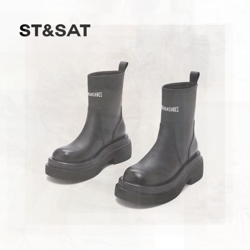 St&Sat/星期六6cm厚底增高短靴2023秋冬新款时尚女靴SS33116286