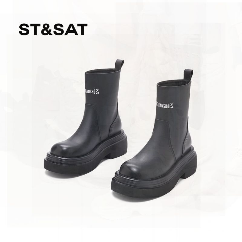 St&Sat/星期六6cm厚底增高短靴子2023秋冬新款百搭女靴SS33116286