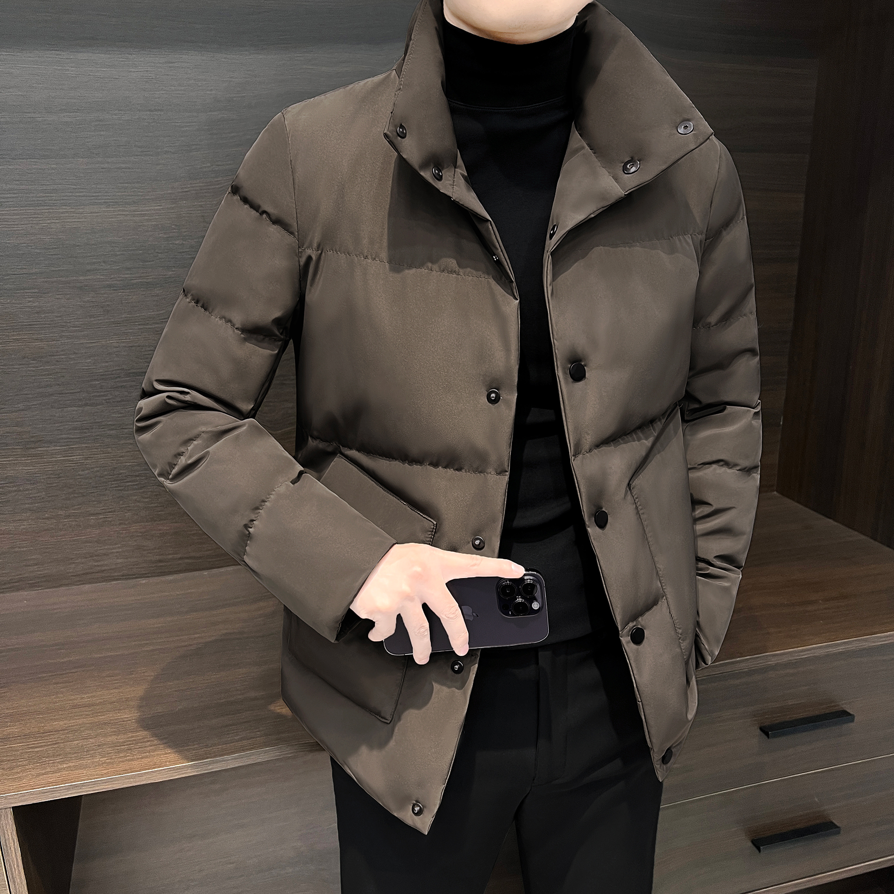 轻薄棉服男款冬季保暖男装加厚立领棉衣外套修身冬款男士冬装棉袄