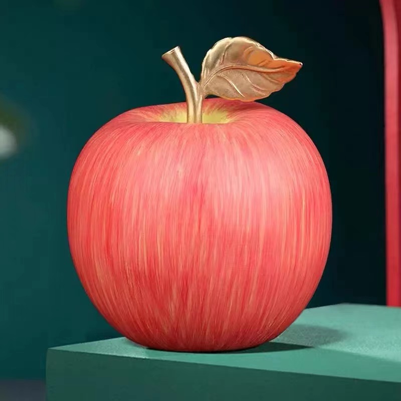 纯黄铜苹果黄铜工艺品居家摆件苹果平安夜礼物纯手工彩绘大红密封