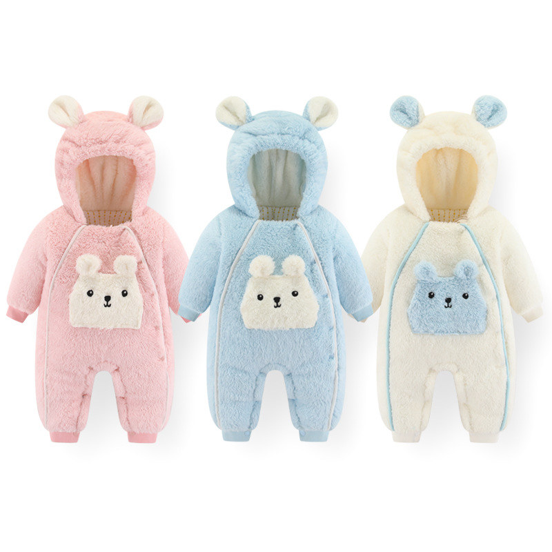 小兔子婴儿连体衣秋冬棉衣男女宝宝衣服冬装加绒爬服冬季加厚哈衣