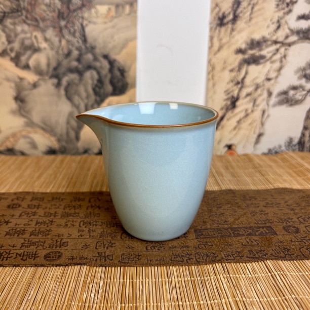 直口公道杯天青釉原矿汝窑防烫茶器家用分杯匀杯