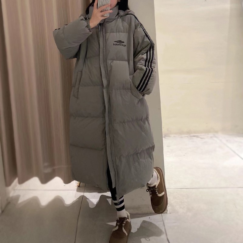 反季三条杠服学生中长款过膝棉袄新款韩版宽松冬季外套