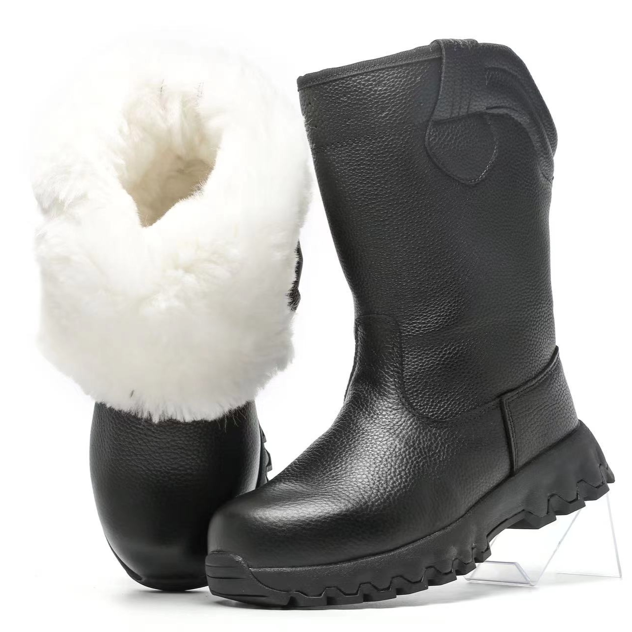 295新款635高筒马丁靴极寒地区复合实心鞋底牛筋贴片底抗寒雪地靴