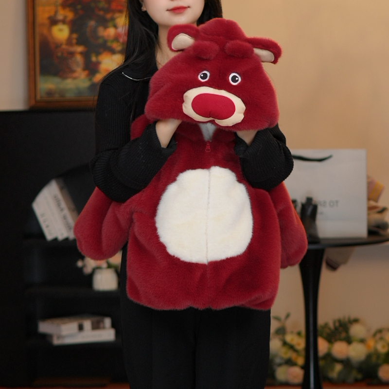 【Z草莓熊】男女宝可爱卡通毛毛衣冬款儿童加绒加厚保暖毛茸茸外套